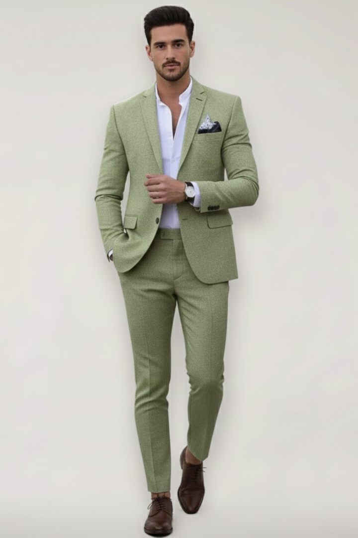 Jürgen | Herren Frühlings Formeller Slim-Fit Zweiteiliger Anzug