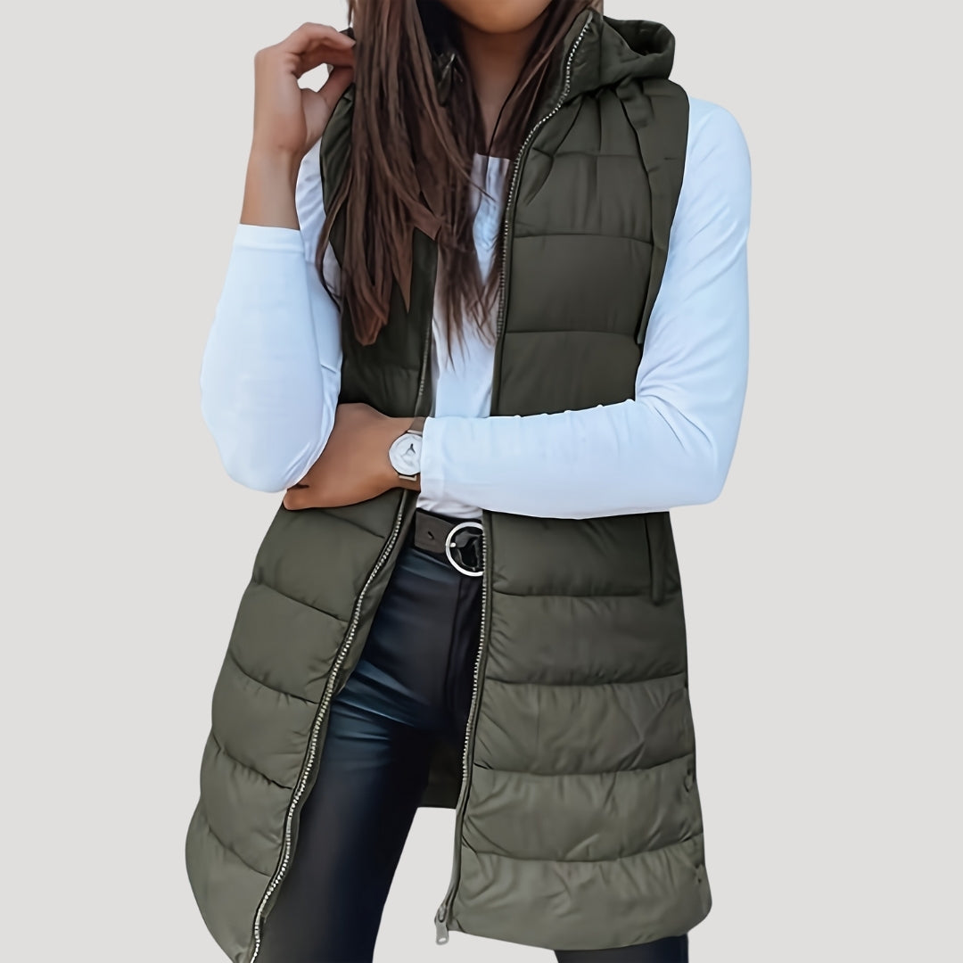 Martina | Winter Steppweste für Damen mit Kapuze