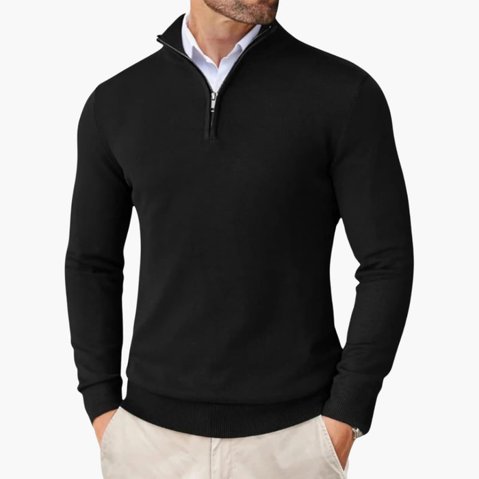 Herren Pullover mit Kurzreißverschluss und Rippbund