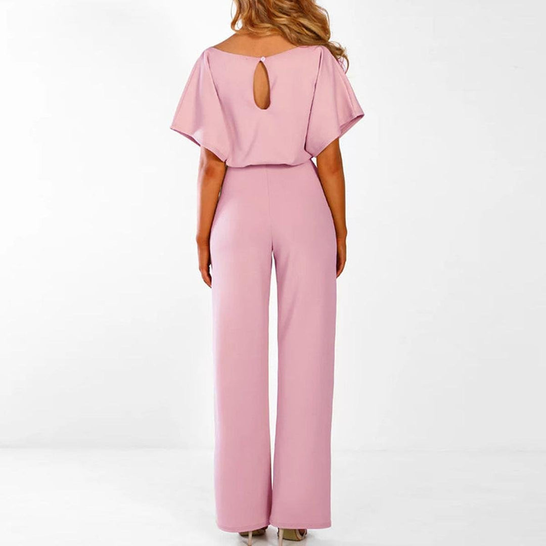Viola | Damen Lässiger Kurzarm-Jumpsuit mit Gürtel