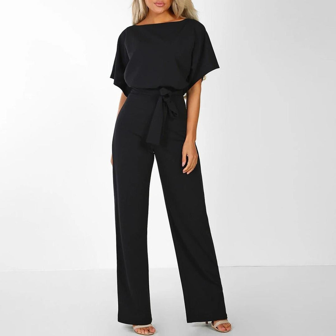 Viola | Damen Lässiger Kurzarm-Jumpsuit mit Gürtel