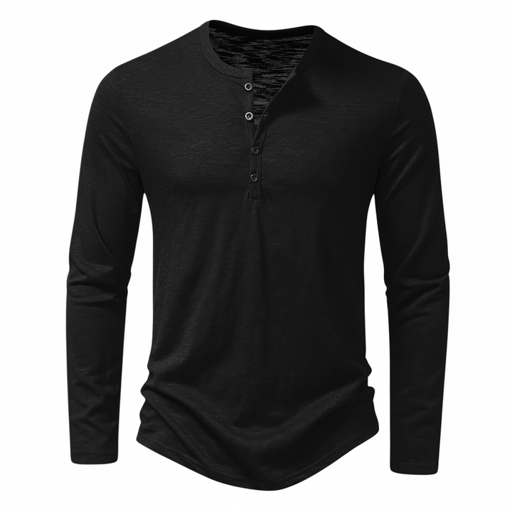 Benjamin | Herren Henley Langarmoberteil mit Knopfleiste am Kragen