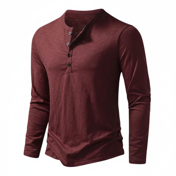 Benjamin | Herren Henley Langarmoberteil mit Knopfleiste am Kragen