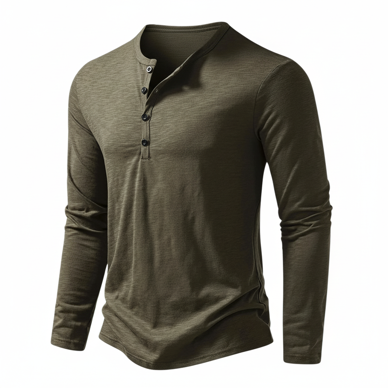 Benjamin | Herren Henley Langarmoberteil mit Knopfleiste am Kragen