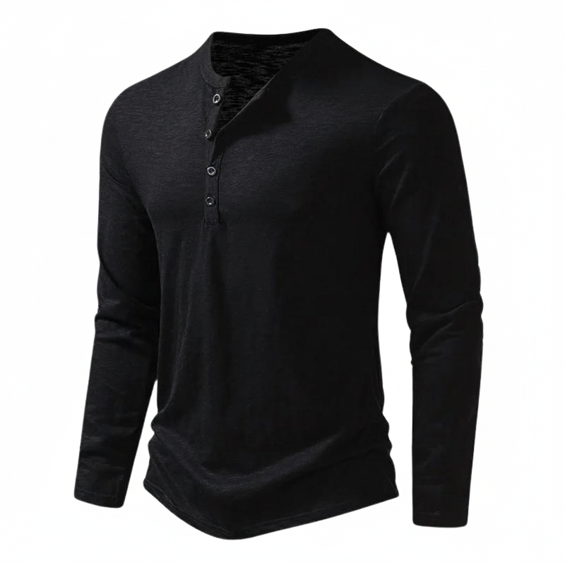 Benjamin | Herren Henley Langarmoberteil mit Knopfleiste am Kragen