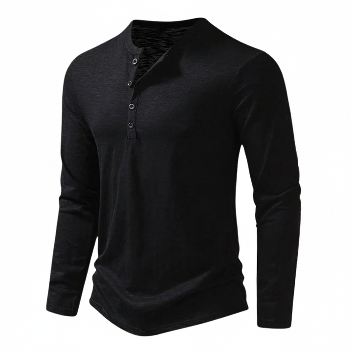 Benjamin | Herren Henley Langarmoberteil mit Knopfleiste am Kragen