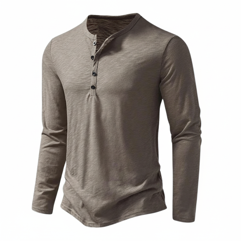 Benjamin | Herren Henley Langarmoberteil mit Knopfleiste am Kragen