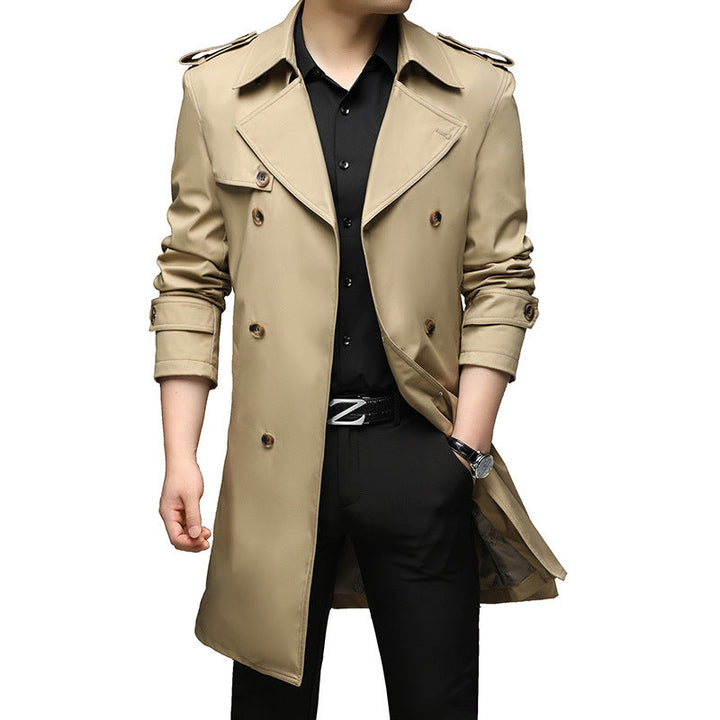 Herren Trenchcoat mit doppelreihiger Knopfleiste und Epauletten