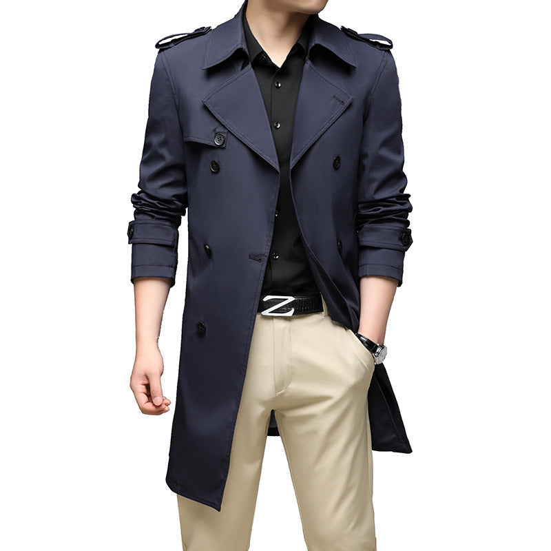 Herren Trenchcoat mit doppelreihiger Knopfleiste und Epauletten