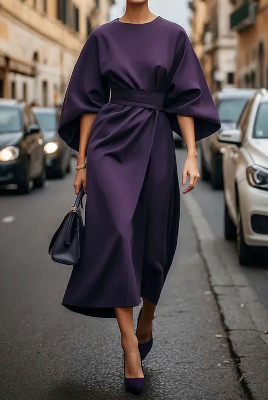 Annika | Damen Midikleid mit Taillengürtel
