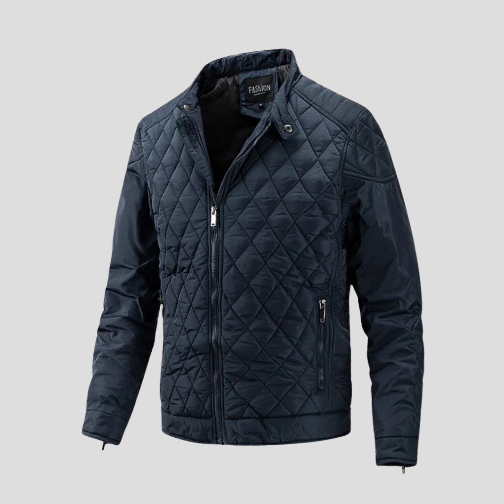 Herren-Steppjacke mit Reißverschluss und Stehkragen