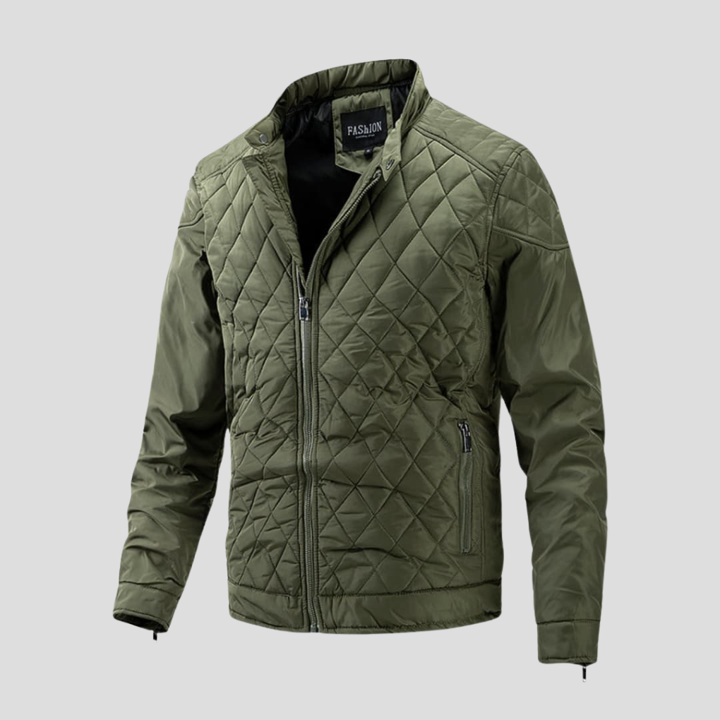 Herren-Steppjacke mit Reißverschluss und Stehkragen