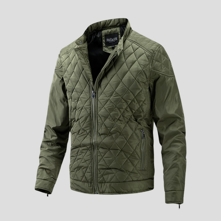 Herren-Steppjacke mit Reißverschluss und Stehkragen