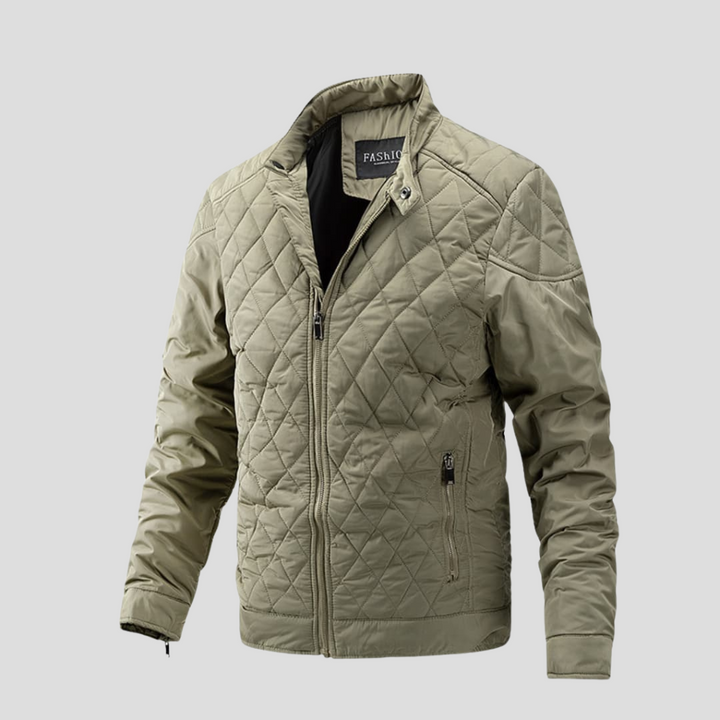Herren-Steppjacke mit Reißverschluss und Stehkragen