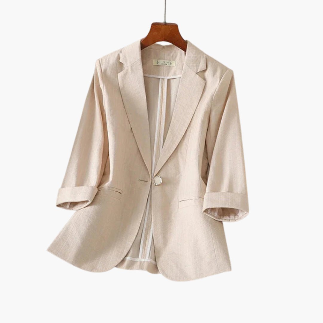 Nora | Damen Dreiviertelarm Leinen Blazer mit Einzelknopf