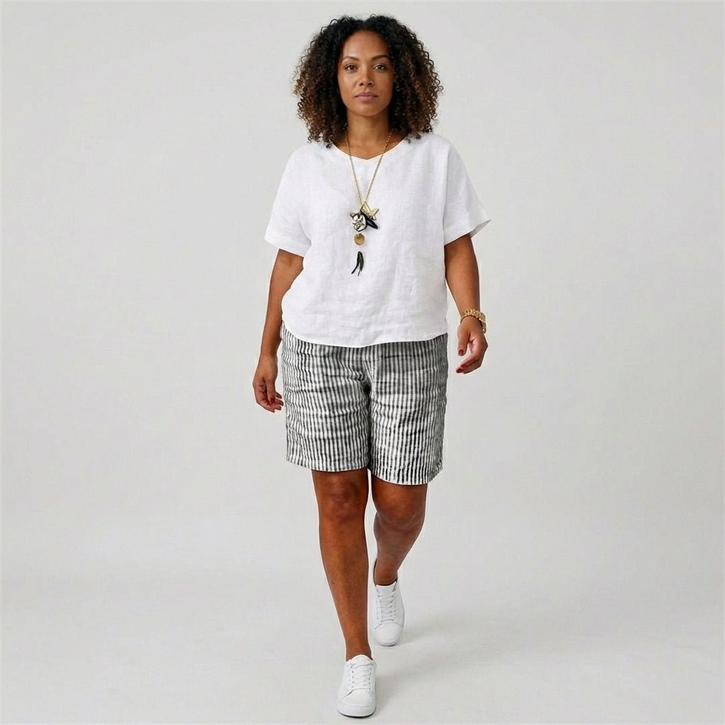 Clara | Damen Gestreifte Relaxed-Fit Shorts Elastischer Bund Sommer