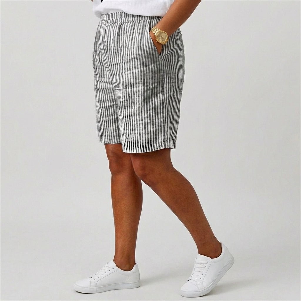 Clara | Damen Gestreifte Relaxed-Fit Shorts Elastischer Bund Sommer