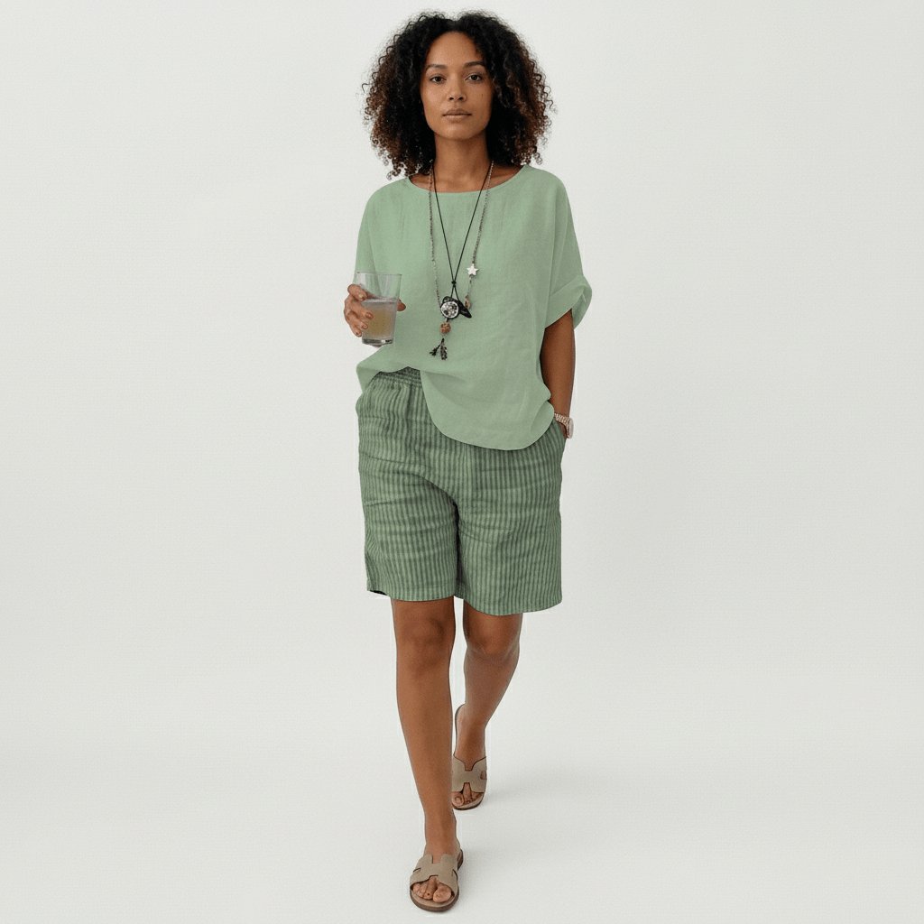 Clara | Damen Gestreifte Relaxed-Fit Shorts Elastischer Bund Sommer