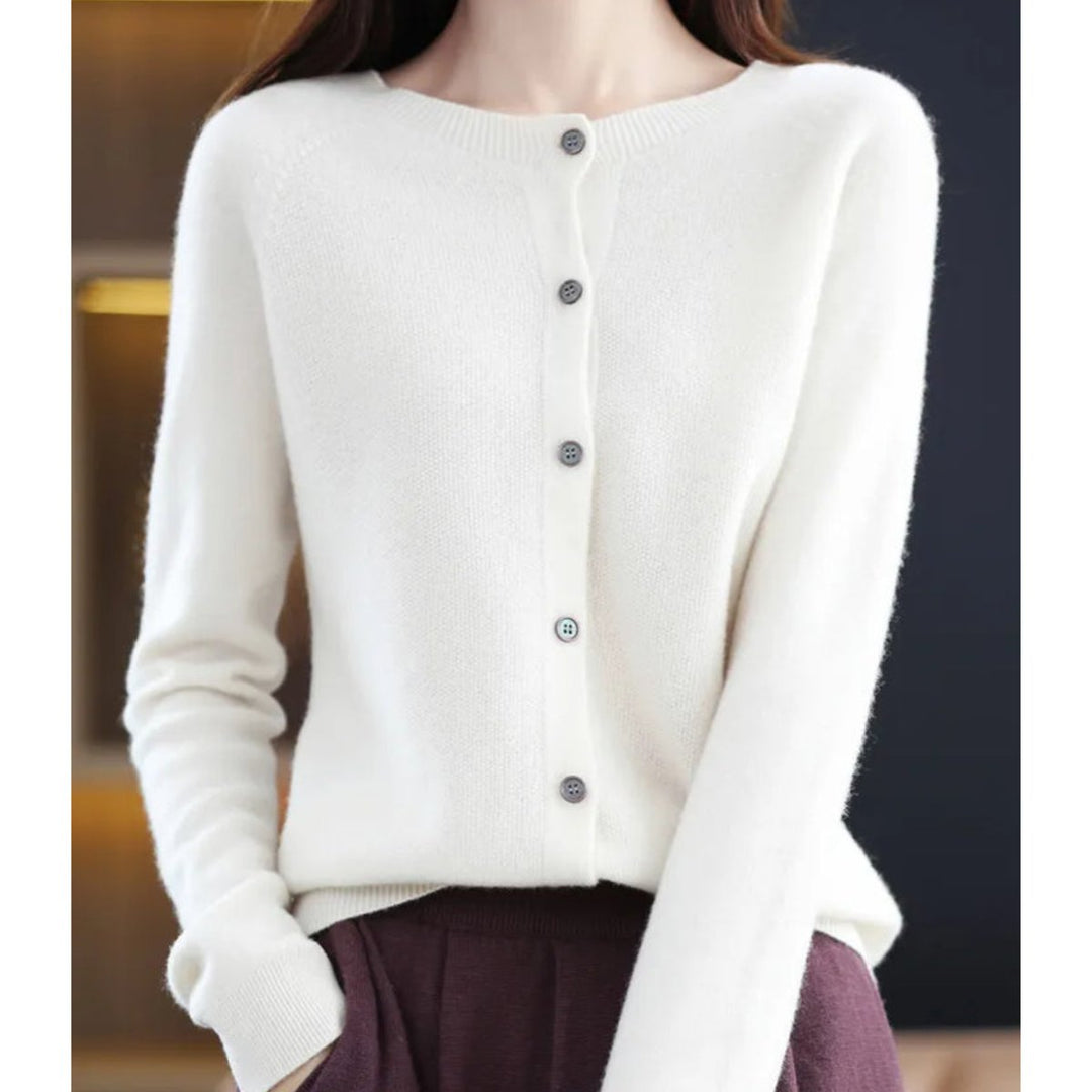 Leonie | Damen Kaschmir Cardigan Klassischer Strickjacke Knopfleiste