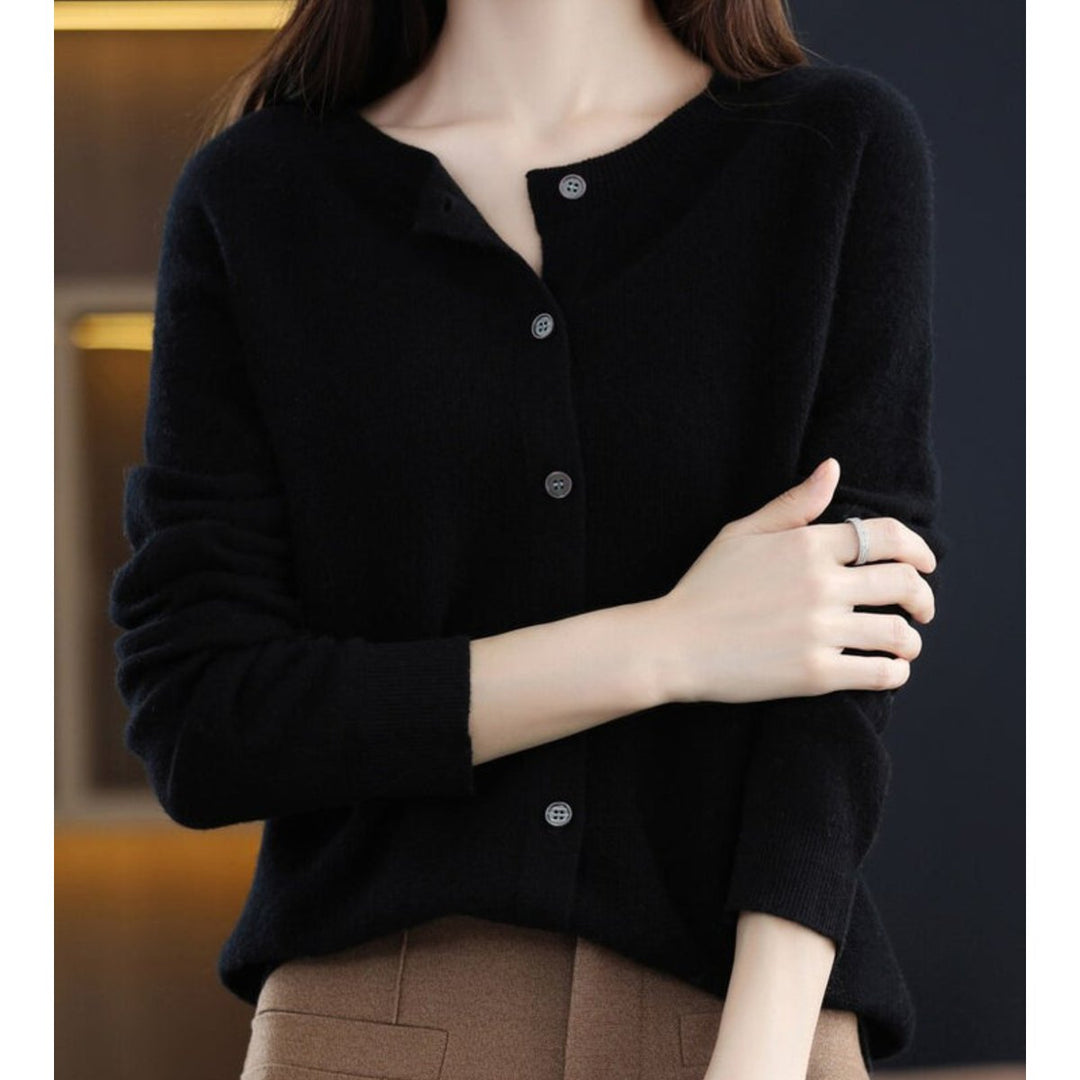 Leonie | Damen Kaschmir Cardigan Klassischer Strickjacke Knopfleiste