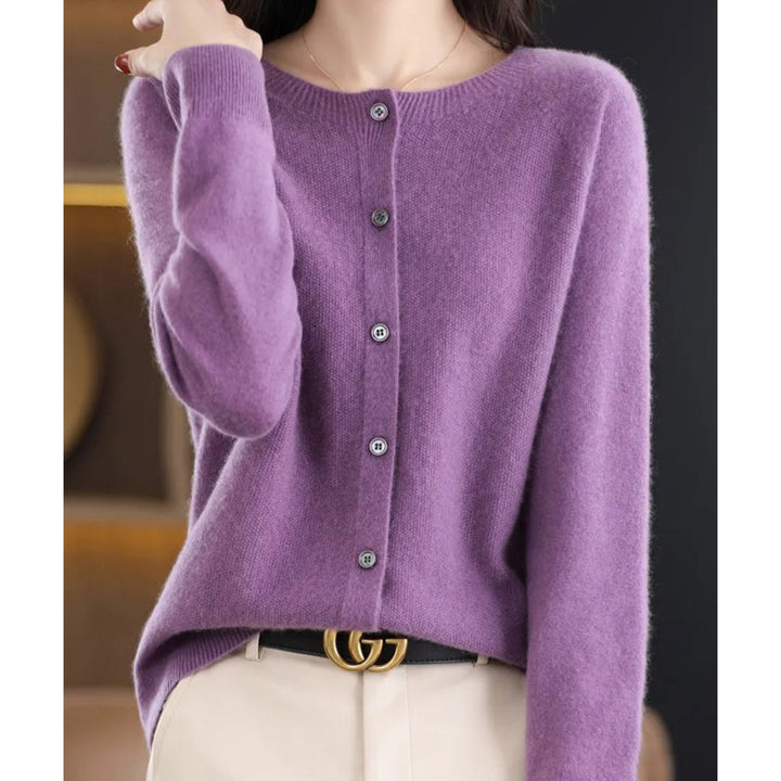 Leonie | Damen Kaschmir Cardigan Klassischer Strickjacke Knopfleiste