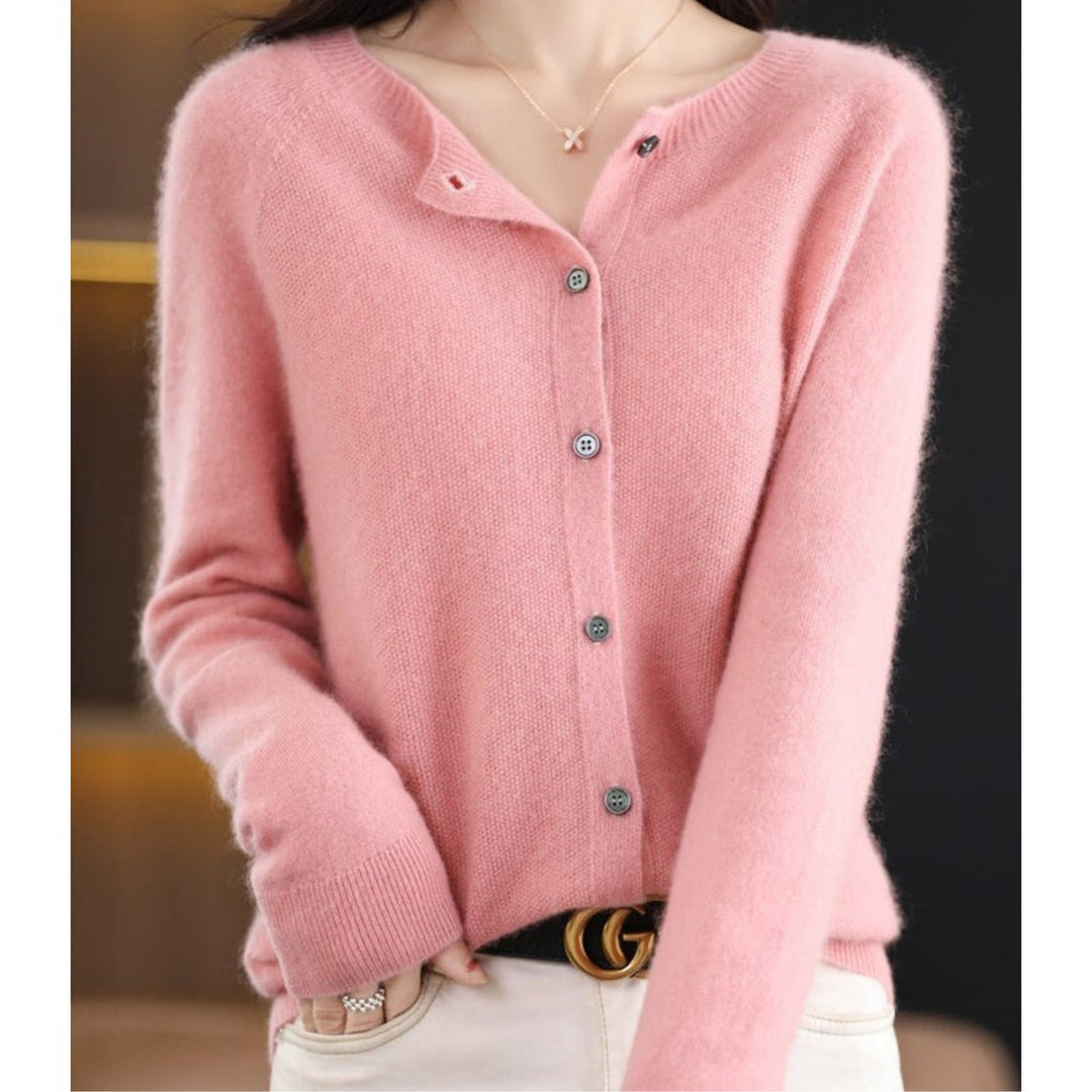 Leonie | Damen Kaschmir Cardigan Klassischer Strickjacke Knopfleiste