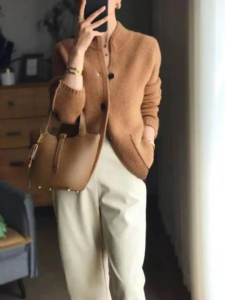 Johanna | Damen Kaschmirwolle Strickjacke Cardigan mit Knopfleiste