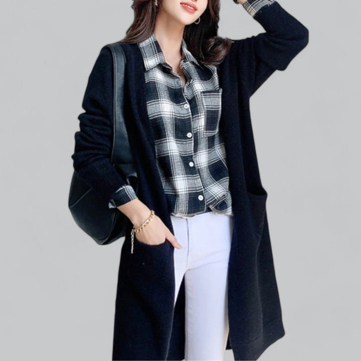 Clara | Damen Langer Oversized Kaschmir Strick Cardigan
