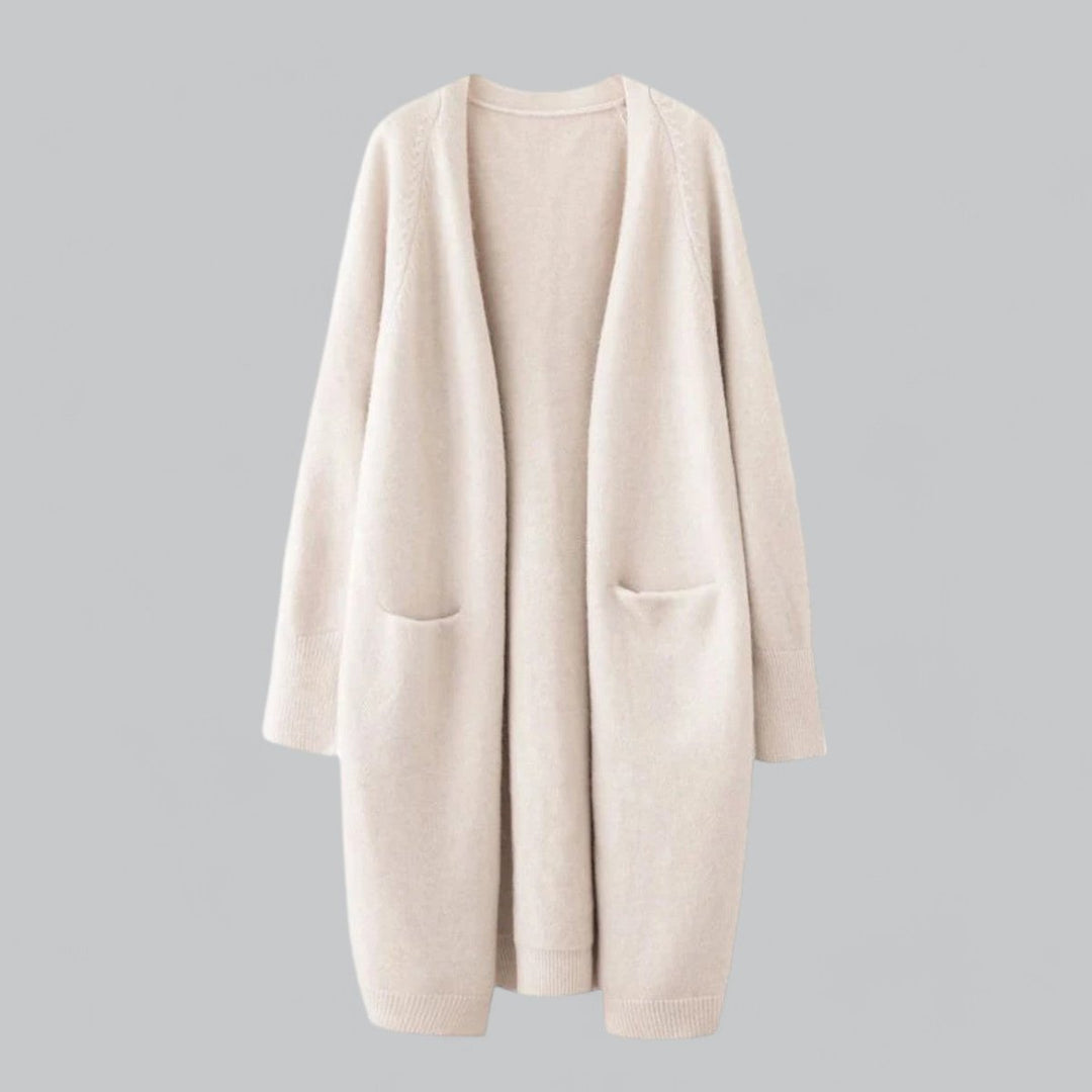Clara | Damen Langer Oversized Kaschmir Strick Cardigan