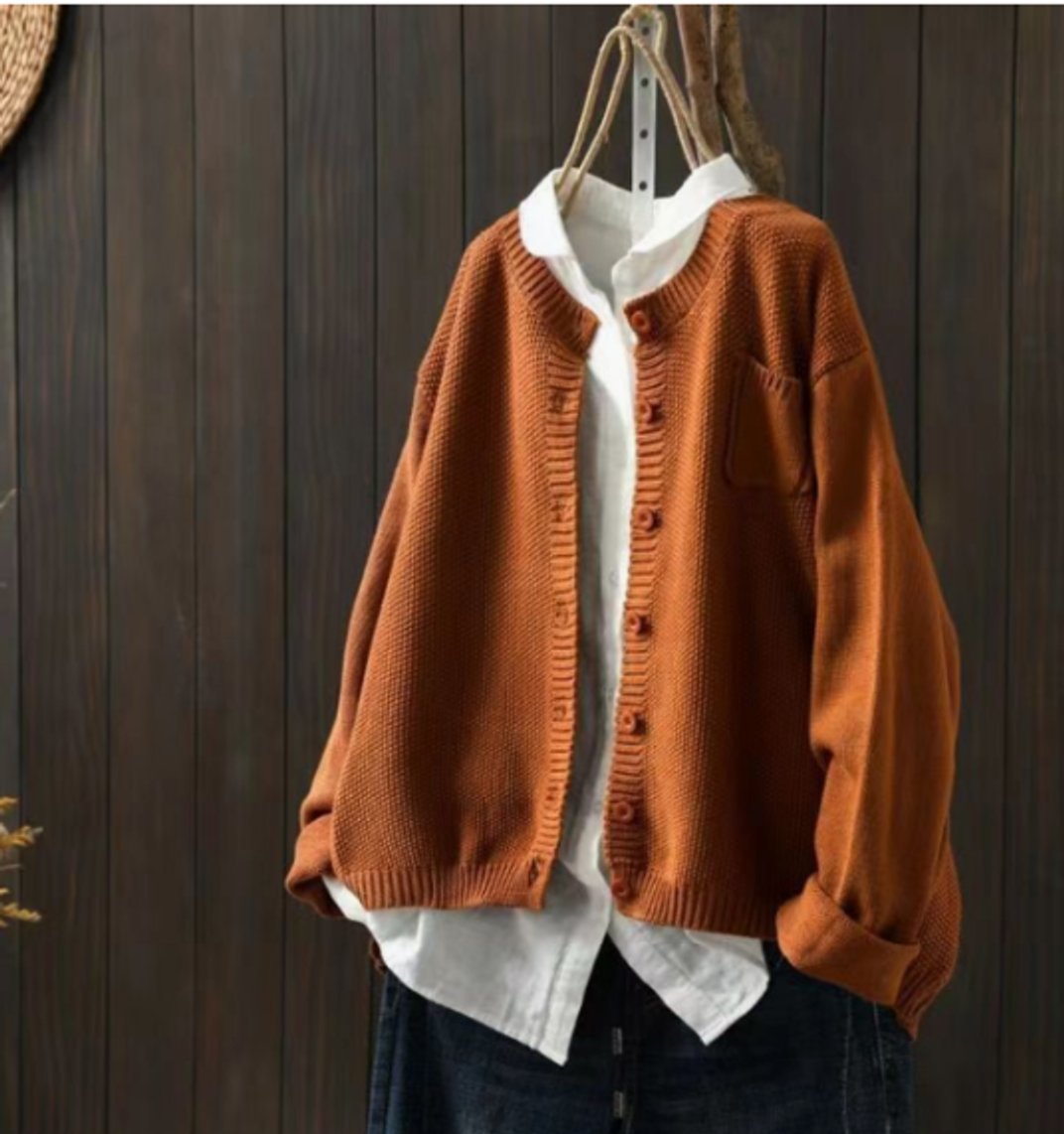 Luisa | Damen Oversize Strick-Cardigan mit Knopfleiste und Taschen