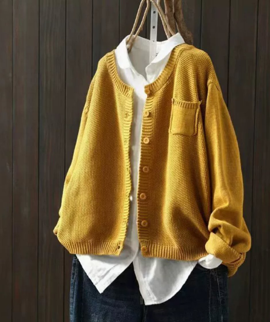 Luisa | Damen Oversize Strick-Cardigan mit Knopfleiste und Taschen