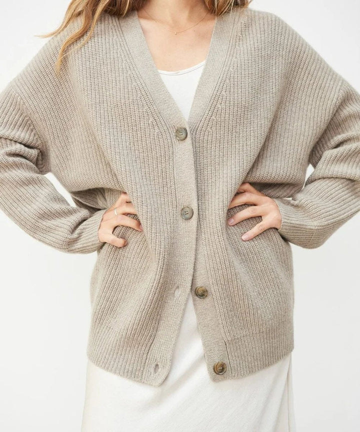 Lena | Damen Oversized Kaschmir V-Ausschnitt Cardigan