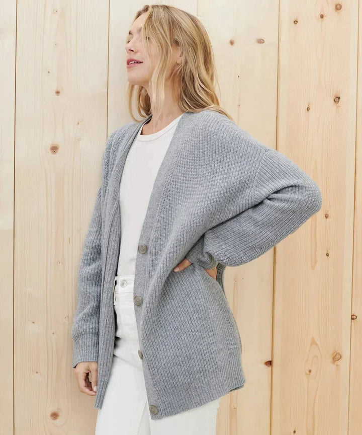 Lena | Damen Oversized Kaschmir V-Ausschnitt Cardigan