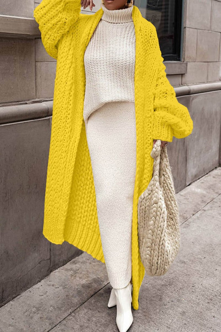 Hannah | Damen Oversized Longline Grobstrick Cardigan Offen