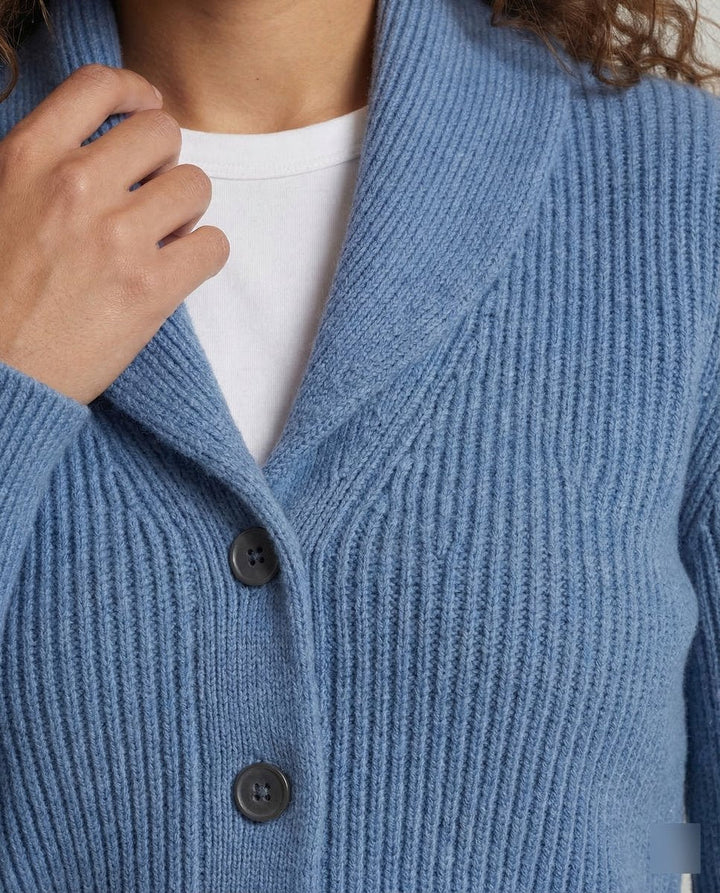 Frieda | Damen Strick-Cardigan mit Revers-Kragen Knopfleiste Langarm
