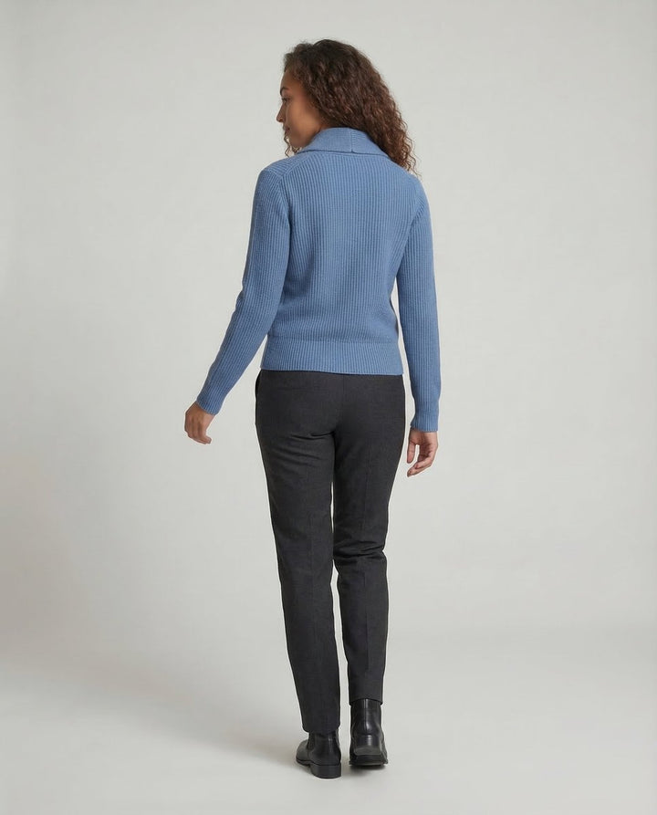 Frieda | Damen Strick-Cardigan mit Revers-Kragen Knopfleiste Langarm