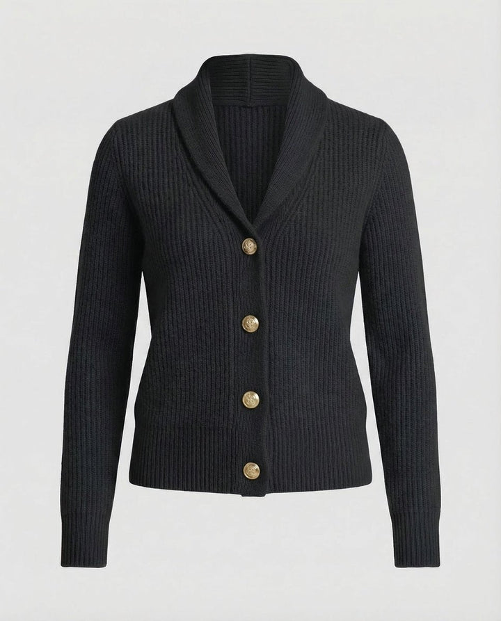 Frieda | Damen Strick-Cardigan mit Revers-Kragen Knopfleiste Langarm
