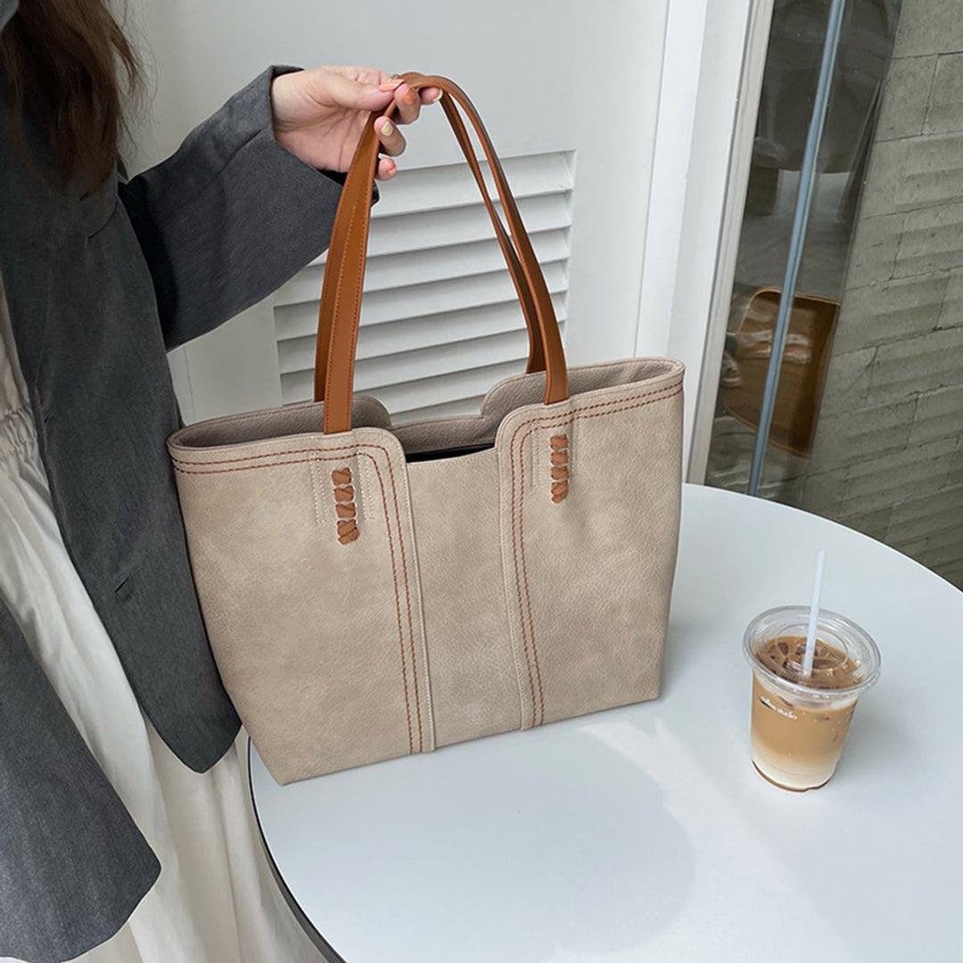 Leonie | Damen Tote Bag Minimalistische Kunstleder Schultertasche
