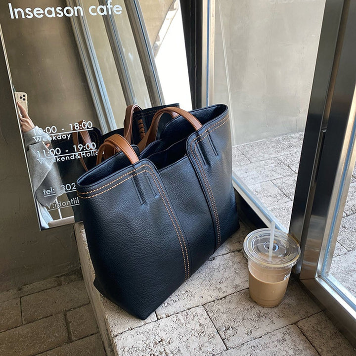 Leonie | Damen Tote Bag Minimalistische Kunstleder Schultertasche