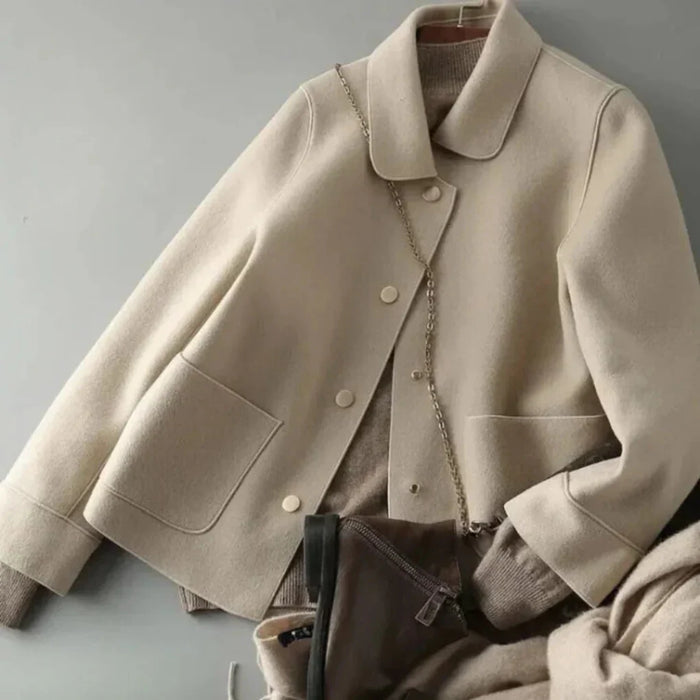 Damen Winterjacke mit Knopfverschluss und großem Kragen