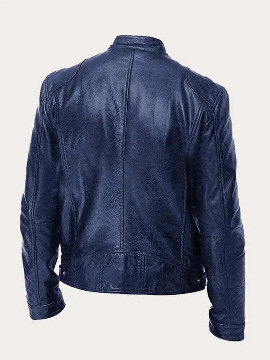 Stefan | Herren Klassische Slim-Fit Echtleder Bikerjacke