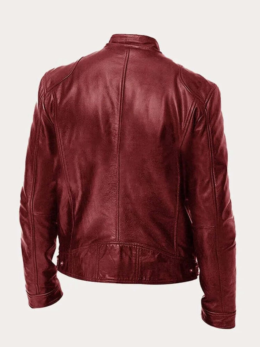 Stefan | Herren Klassische Slim-Fit Echtleder Bikerjacke