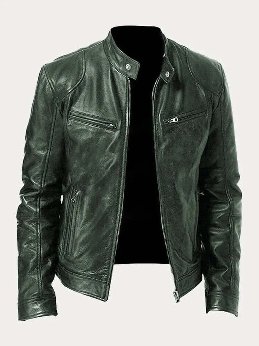 Stefan | Herren Klassische Slim-Fit Echtleder Bikerjacke
