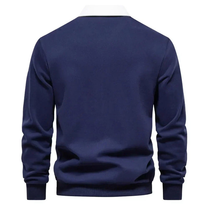 Sebastian | Herren Langarm-Polo Pullover Strick Kontrastkragen Tailored Fit
