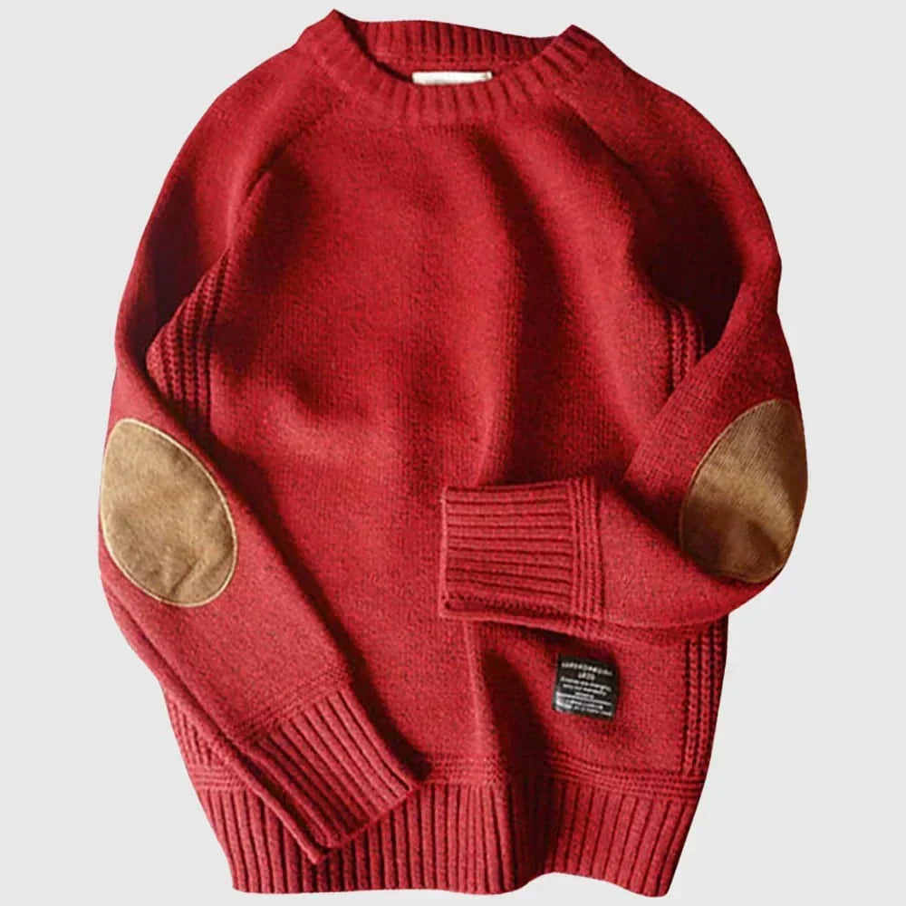 Fabian | Herren Klassischer Strickpullover mit Ellbogenpatches für den Winter
